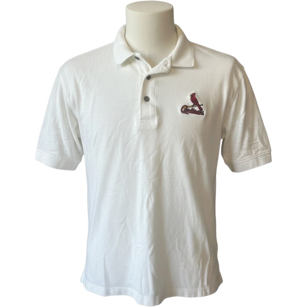 Antigua St. Louis Cardinals MLB Polo Shirt Mens White Vintage Embroidered